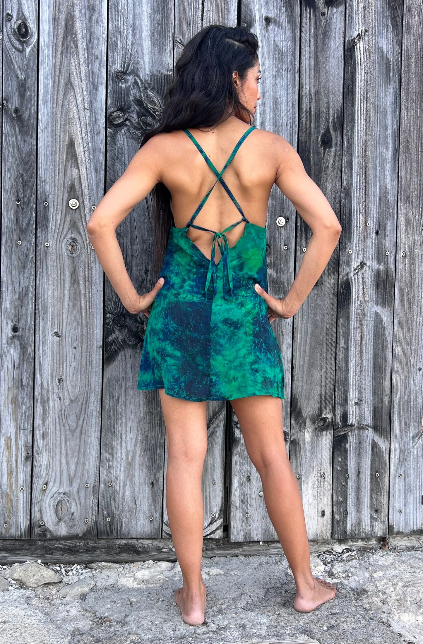 Emerald Mini Silk Dress